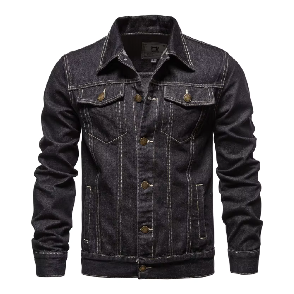 Fitted Dark Blue Jean Jacket - EasyApparels