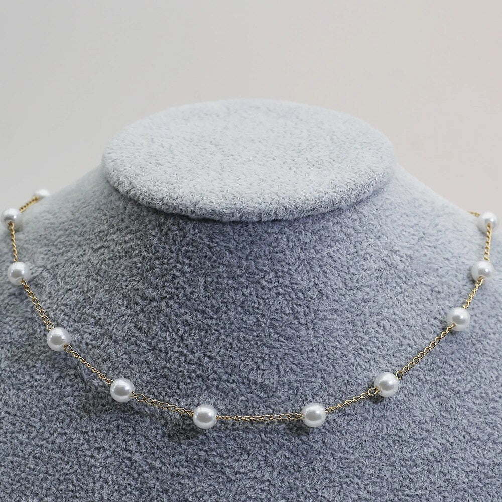 Luxurious Pearl Gold Chain Necklace
