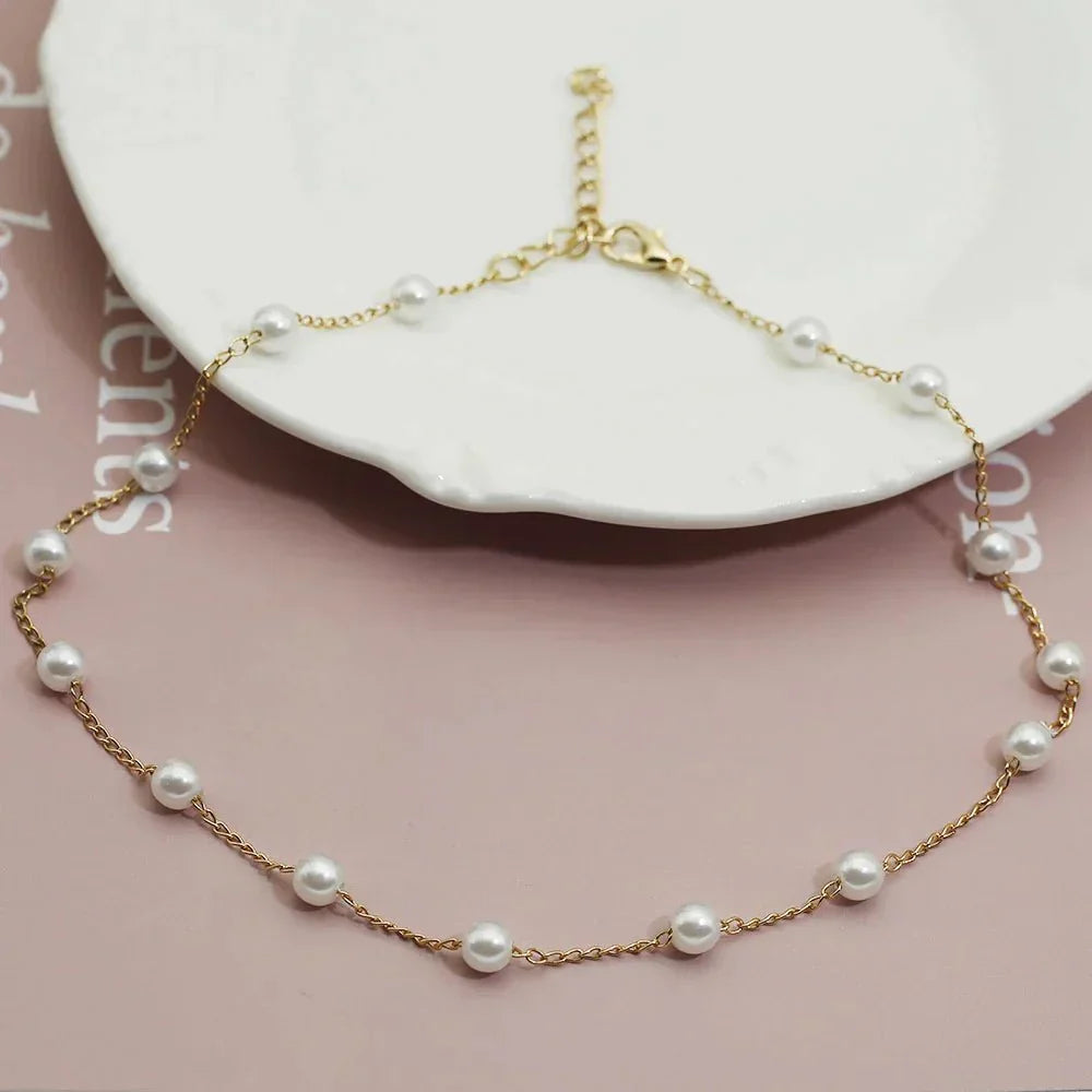 Luxurious Pearl Gold Chain Necklace