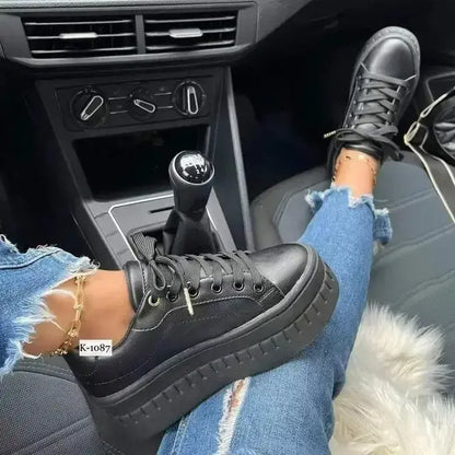 Comfortable Women's Block Heel Leather Shoes