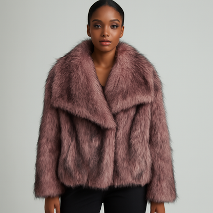 Luxurious Faux Fur Winter Coat, Soft Long Sleeve Jacket - EasyApparels