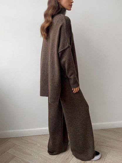 Simple Crew Neck Knit Legging Set