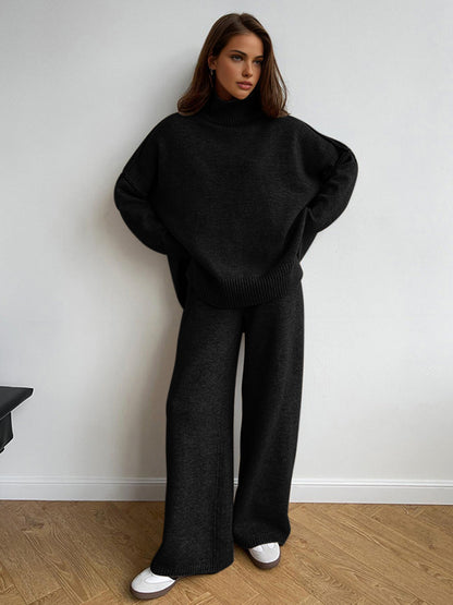 Simple Crew Neck Knit Legging Set