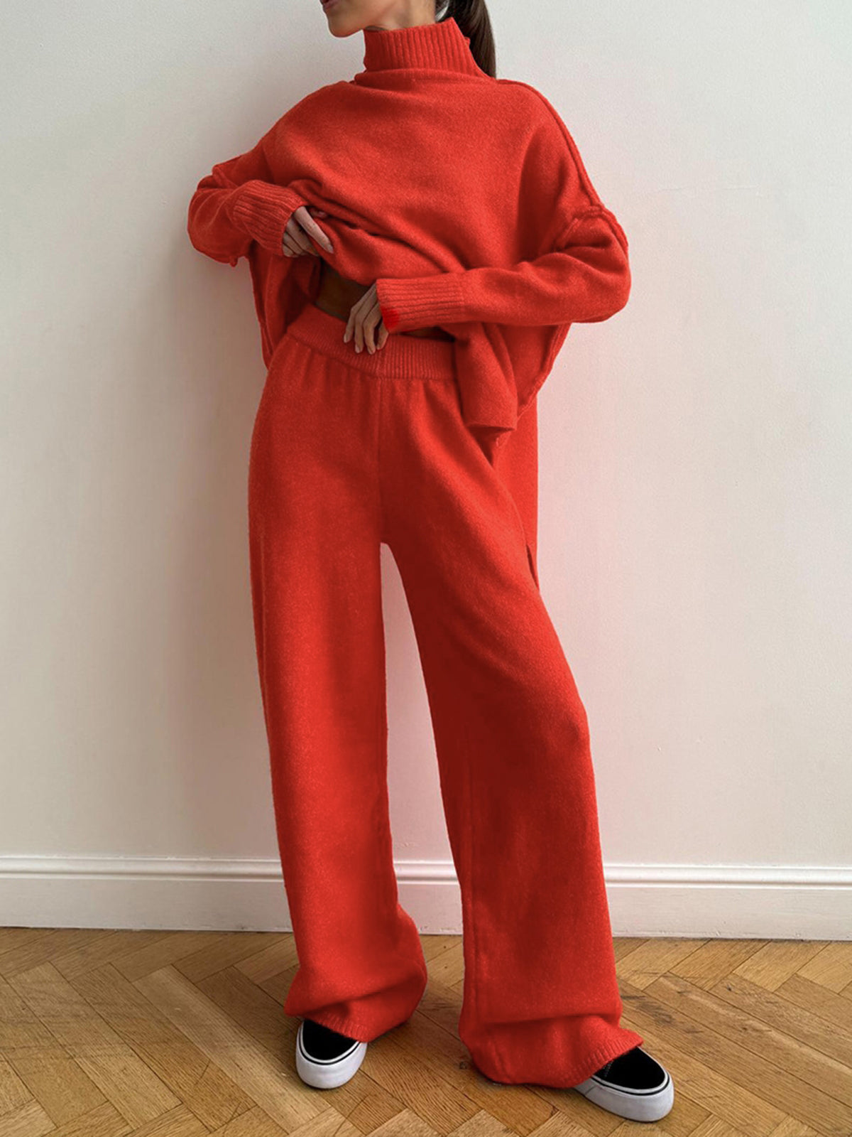 Simple Crew Neck Knit Legging Set