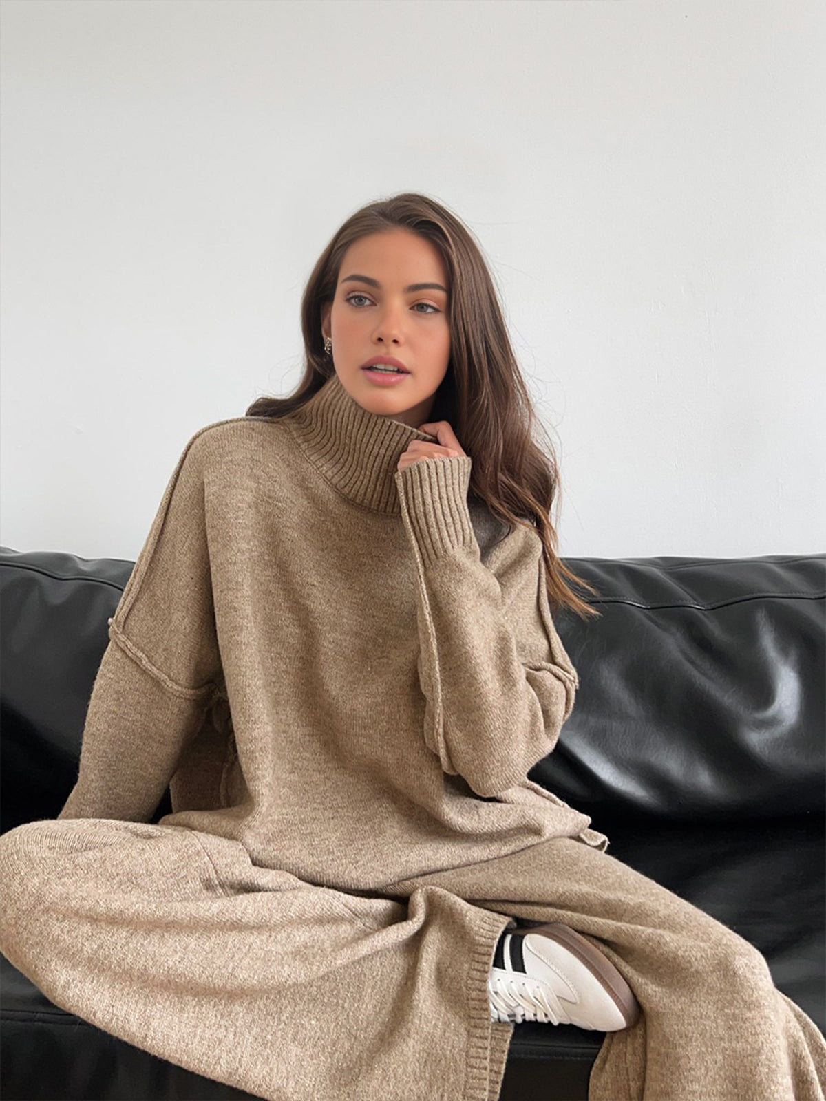 Simple Crew Neck Knit Legging Set - EasyApparels