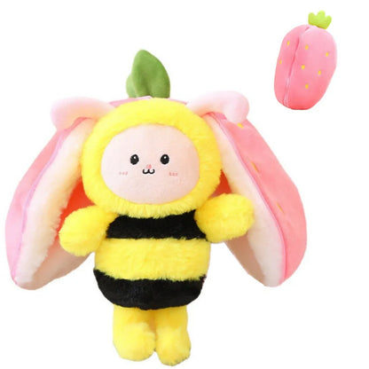 Plush Toy that Transforms into Fruit Cuddle - BerryBunny-Bee - strawberry-7.9 inches 0.2kg-Nora Luxe