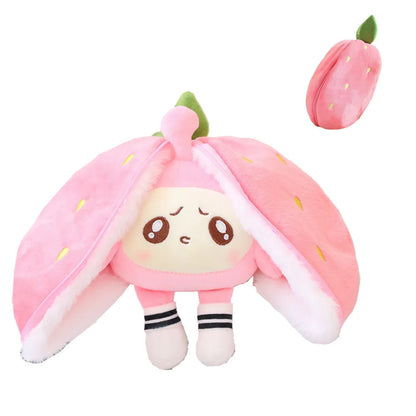 Plush Toy that Transforms into Fruit Cuddle - BerryBunny-Rabbit-Strawberry-7.9 inches 0.2kg-Nora Luxe
