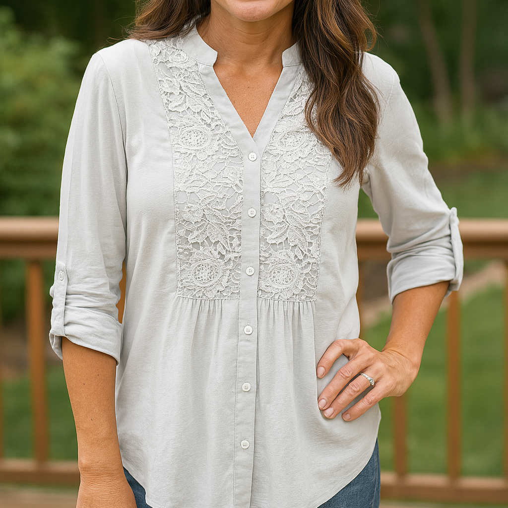 Feminine Ruffle Front Loose Top - EasyApparels