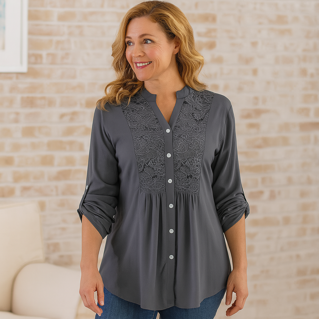 Feminine Ruffle Front Loose Top