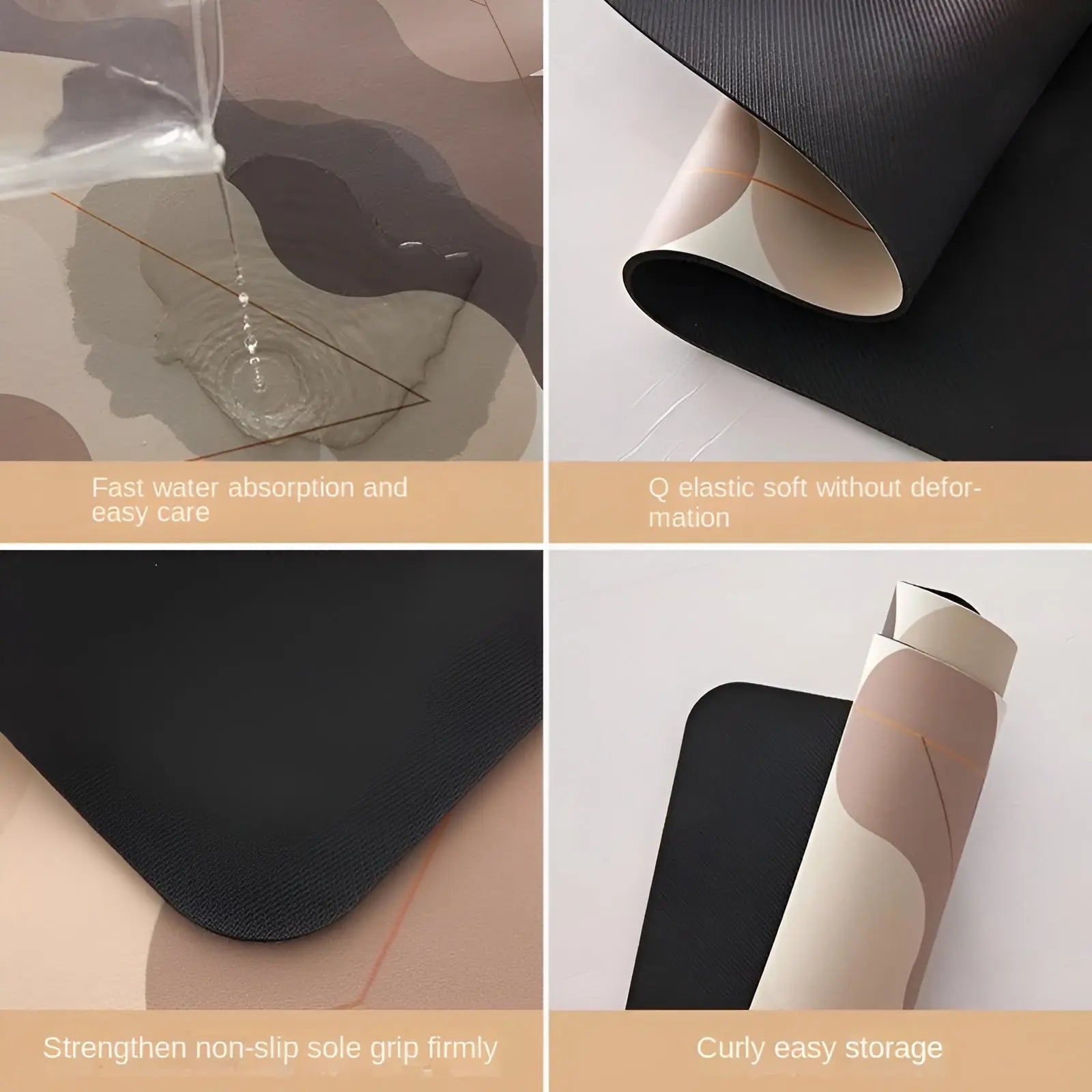 Quick-Drying Super Absorbent Non-Slip Kitchen Mat - SplashEase-Blocked-15.75 in x 23.62 in-Nora Luxe