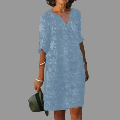 Ladies Elegant Knee Length Dress with Floral Pattern