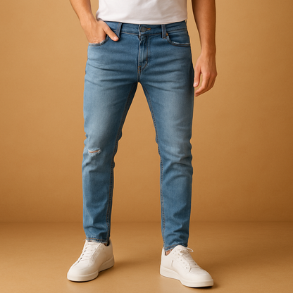 Trendy Slim Fit Distressed Mens Jeans - Vossary