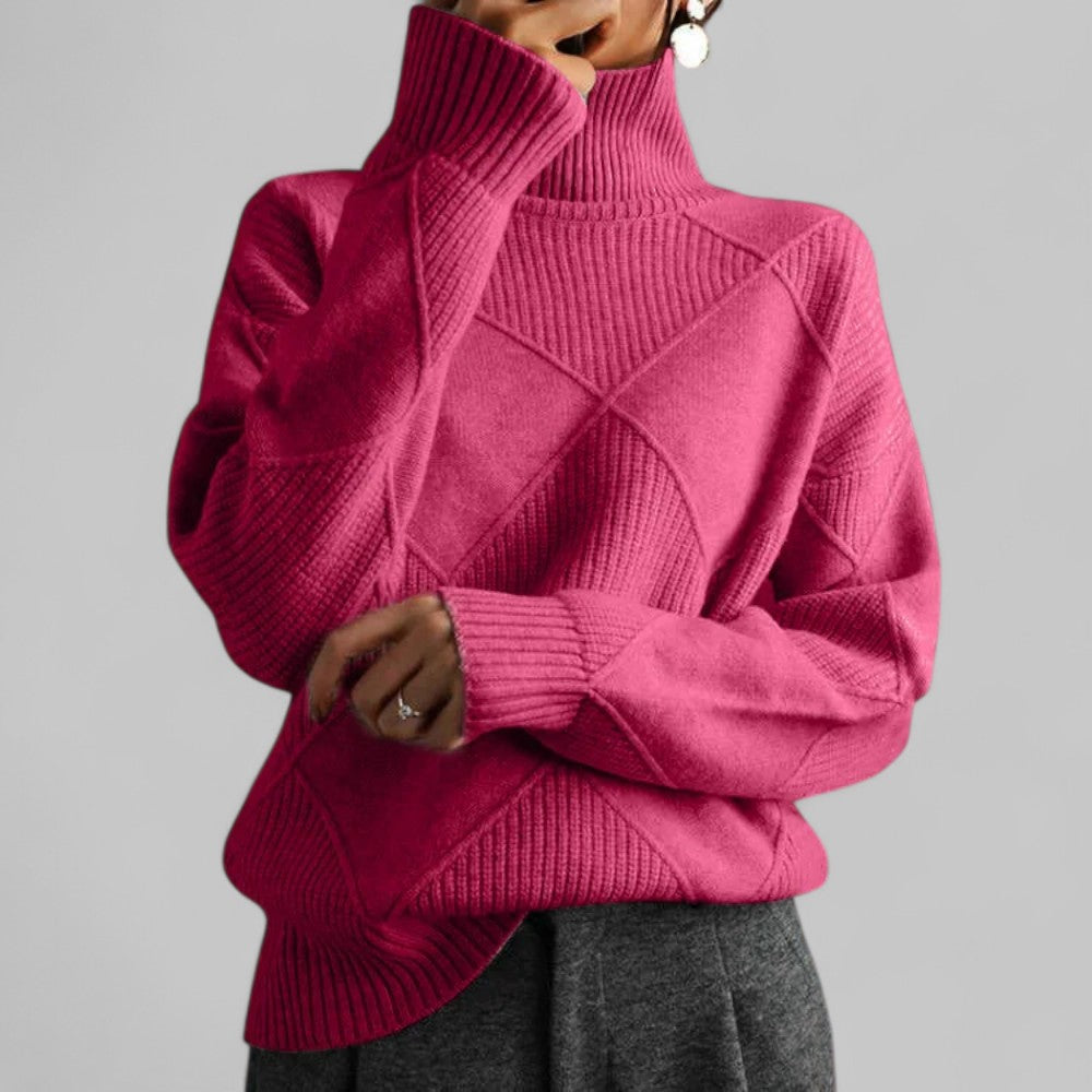 Ladies' Colorful Winter Knit Turtleneck Sweater
