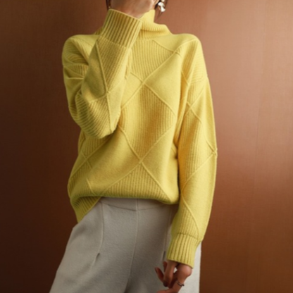 Cozy Women's Diamond Knit Sweater - EasyApparels