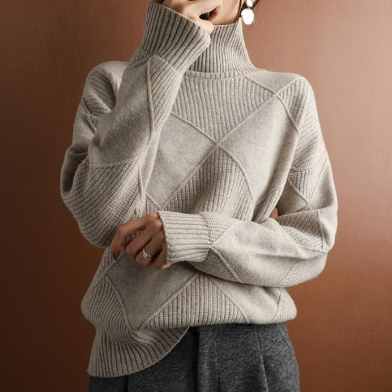 Cozy Women's Diamond Knit Sweater