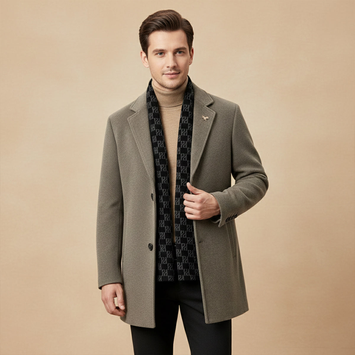 Thermal Men's Fleece Lined Parka Jacket with Scarf