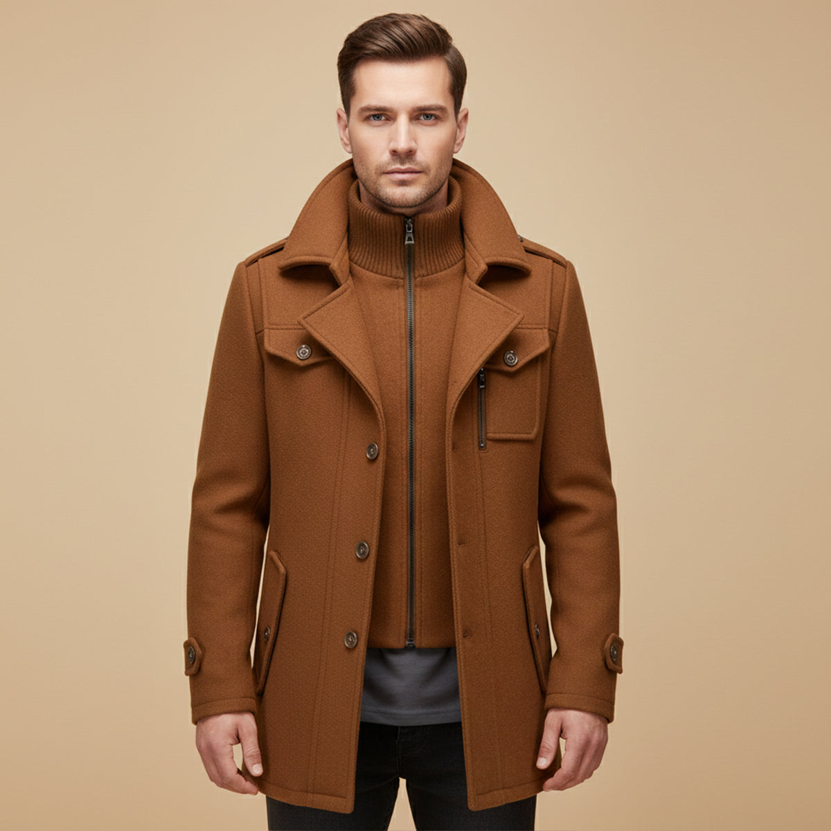 Classic Mens Warm Wool Overcoat