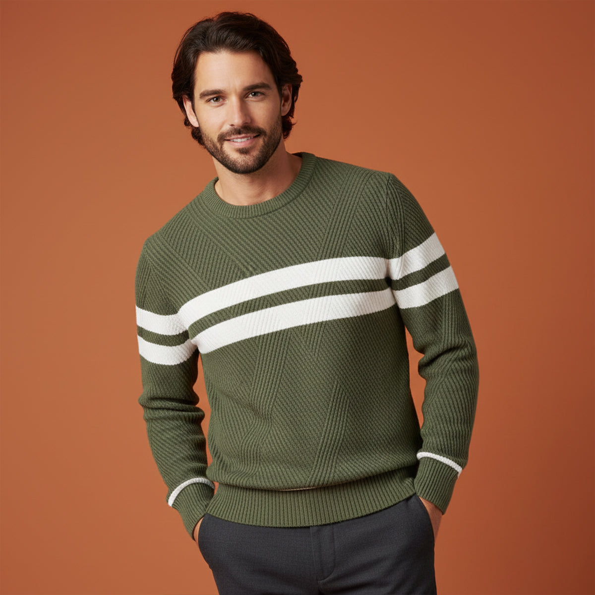 Stylish Men's Crew Neck Fall Sweater