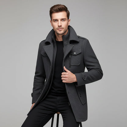 Classic Mens Warm Wool Overcoat
