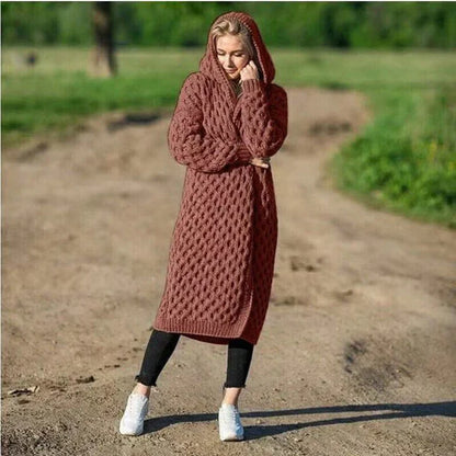 Cozy Oversized Cable Knit Women's Cardigan