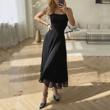 Elegant Ladies Midi Dress with Flared Hem