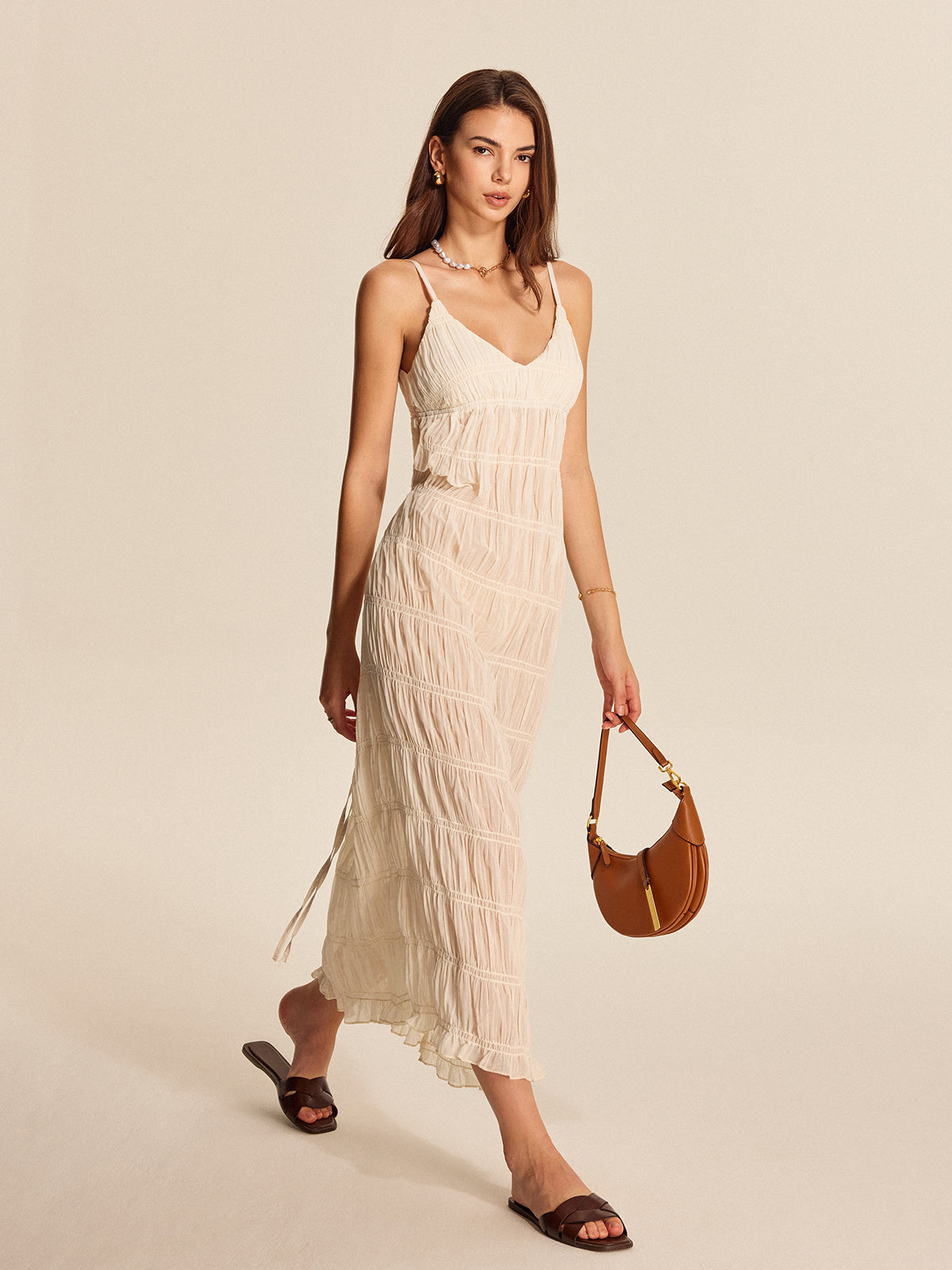 Lightweight Strap Detail Flowy Dress - EasyApparels
