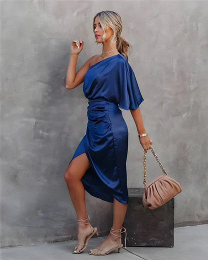 Silk Evening Dress - Seraphina-XS-Blue-Nora Luxe
