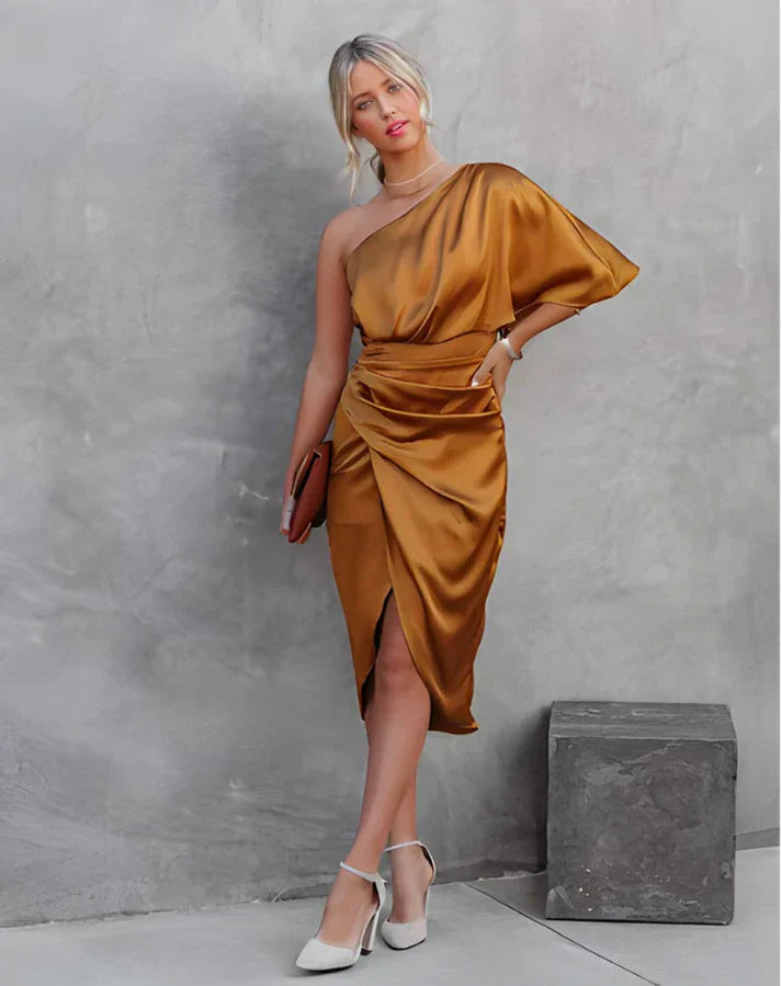 Silk Evening Dress - Seraphina-XS-Orange-Nora Luxe