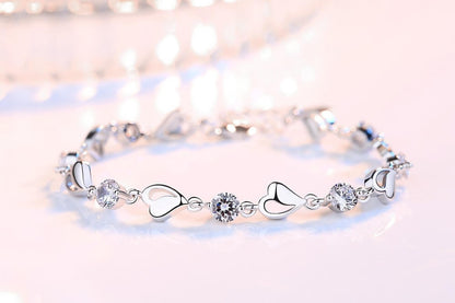 Silver Heart-Shaped Bracelet - Eloria-Pink-The Livary