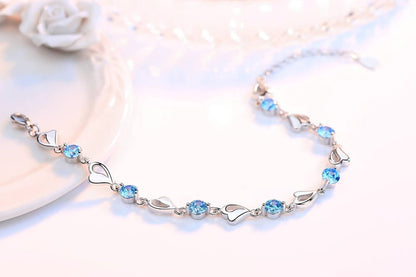 Silver Heart-Shaped Bracelet - Eloria-Pink-The Livary