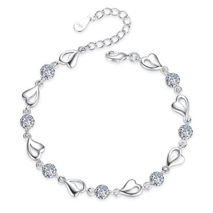 Silver Heart-Shaped Bracelet - Eloria-White-The Livary