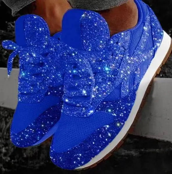 Sparkling ladies' sneakers with sporty comfort – Leona-Blue-5.5-Nora Luxe