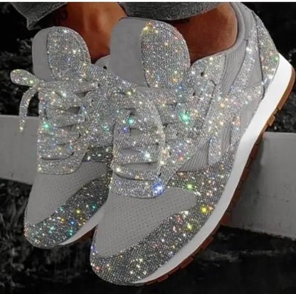 Sparkling ladies' sneakers with sporty comfort – Leona-Silver-5.5-Nora Luxe