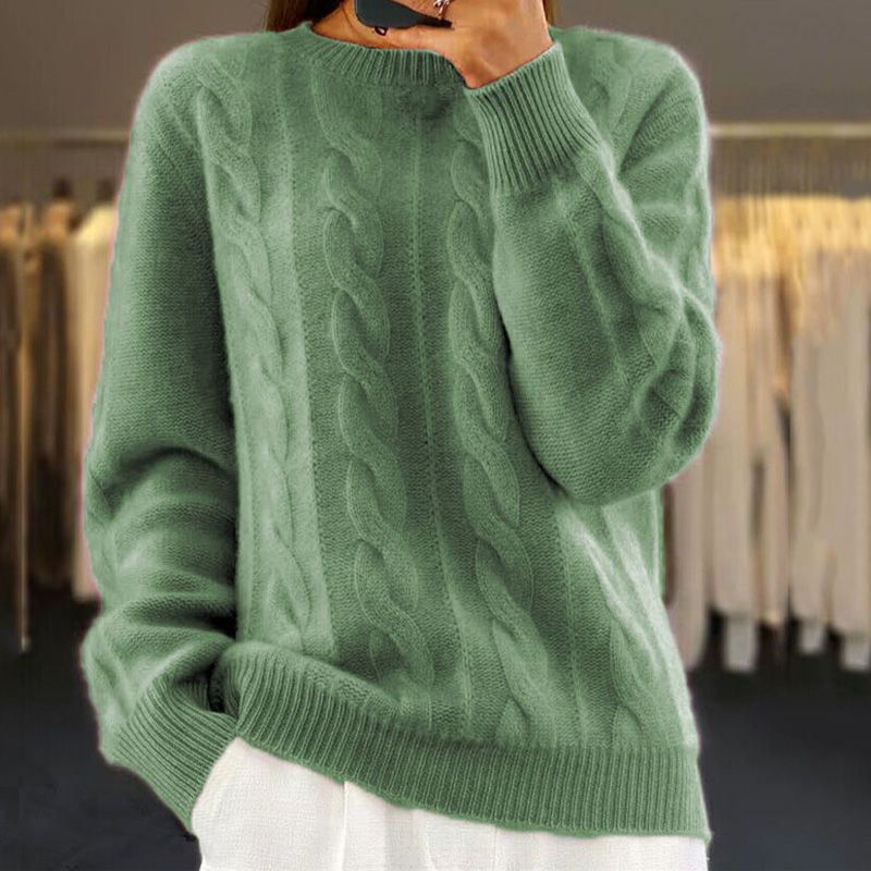Cozy Women's Cable Knit Wool Sweater