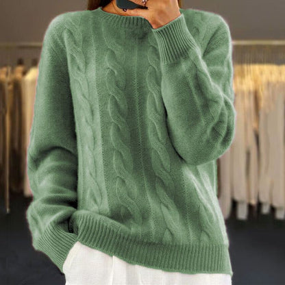 Cozy Women's Cable Knit Wool Sweater