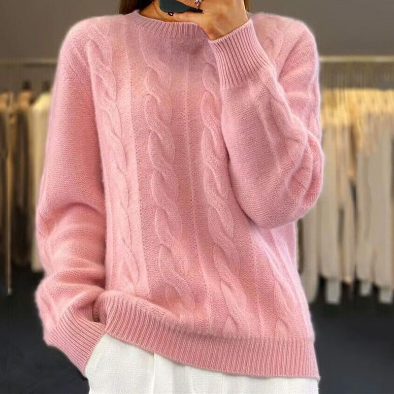 Cozy Women's Cable Knit Wool Sweater