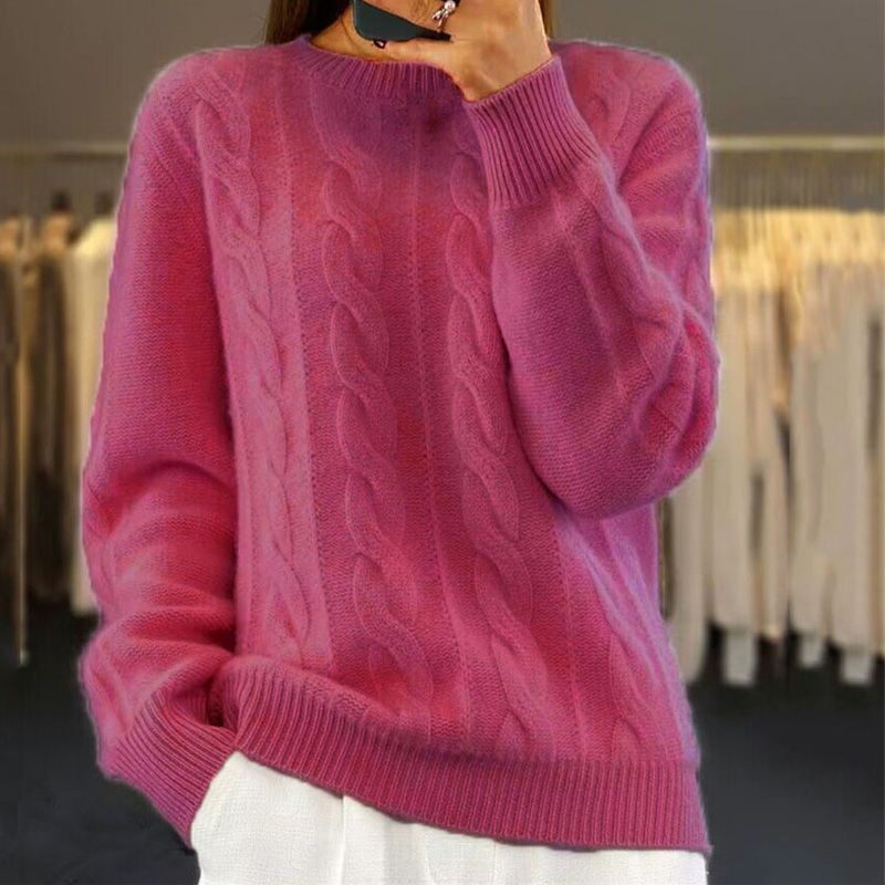 Cozy Women's Cable Knit Wool Sweater - EasyApparels