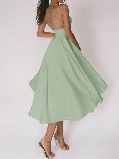 Sleeveless Deep Neck Summer Dress - Pexav