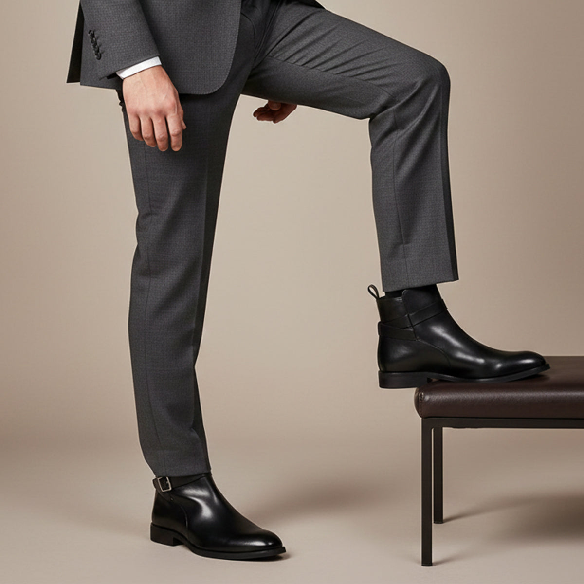 Premium Mens Leather Ankle Boots with Side Zip