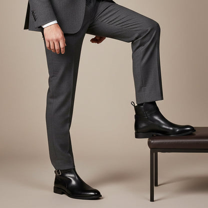 Premium Mens Leather Ankle Boots with Side Zip