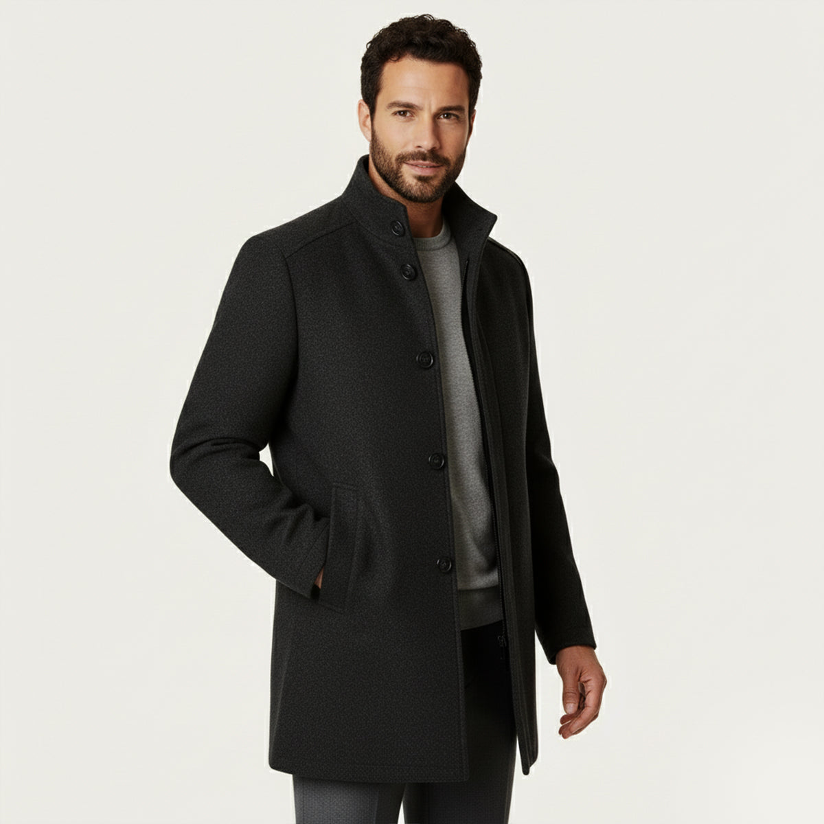 Warm Mens Classic Wool Winter Coat
