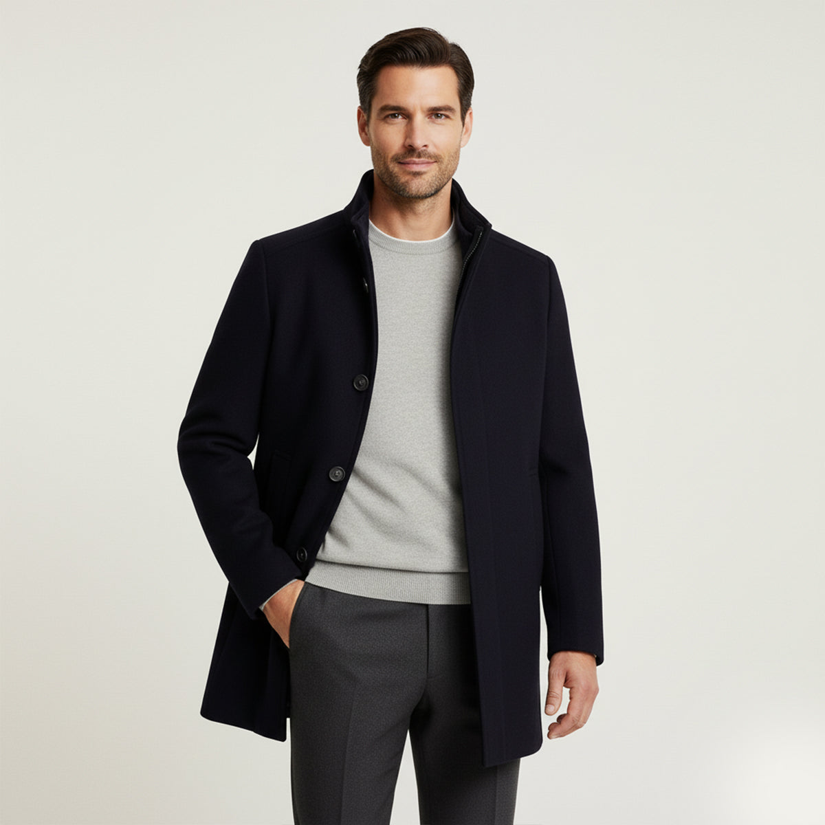 Warm Mens Classic Wool Winter Coat