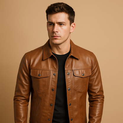 Classic Leather Motorcycle Jacket for Men - Vossary