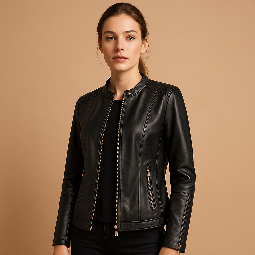 Fashionable Leather Bike Jacket for Ladies - Vossary