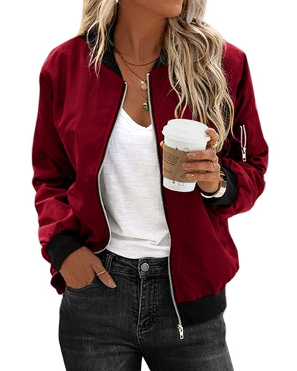Stylish Ladies Bomber Jacket - Rhea-Black-S-The Livary