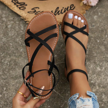 Elegant Leather Sandals with Thin Straps - Pexav