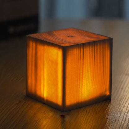 Stylish LED Table Lamp - WoodGlow-Square-3.15in x 3.15in x 3.54in-Nora Luxe