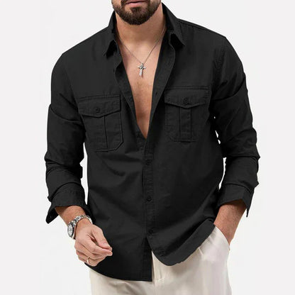 Stylish Men's Cargo Shirt - Tobias-Black-S-The Livary