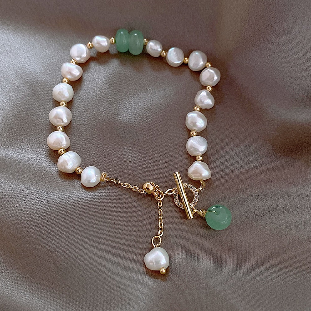 Elegant Pearl Gemstone Charm Bracelet - EasyApparels