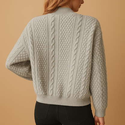 Women’s stylish open-front cardigan in grey with a flattering silhouette and modern cut. Perfect for casual, office, or evening wear.